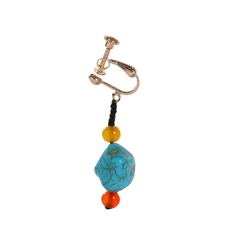 Wholesale Single Imitation Turquoise Ethnic Tibetan Ear Clip